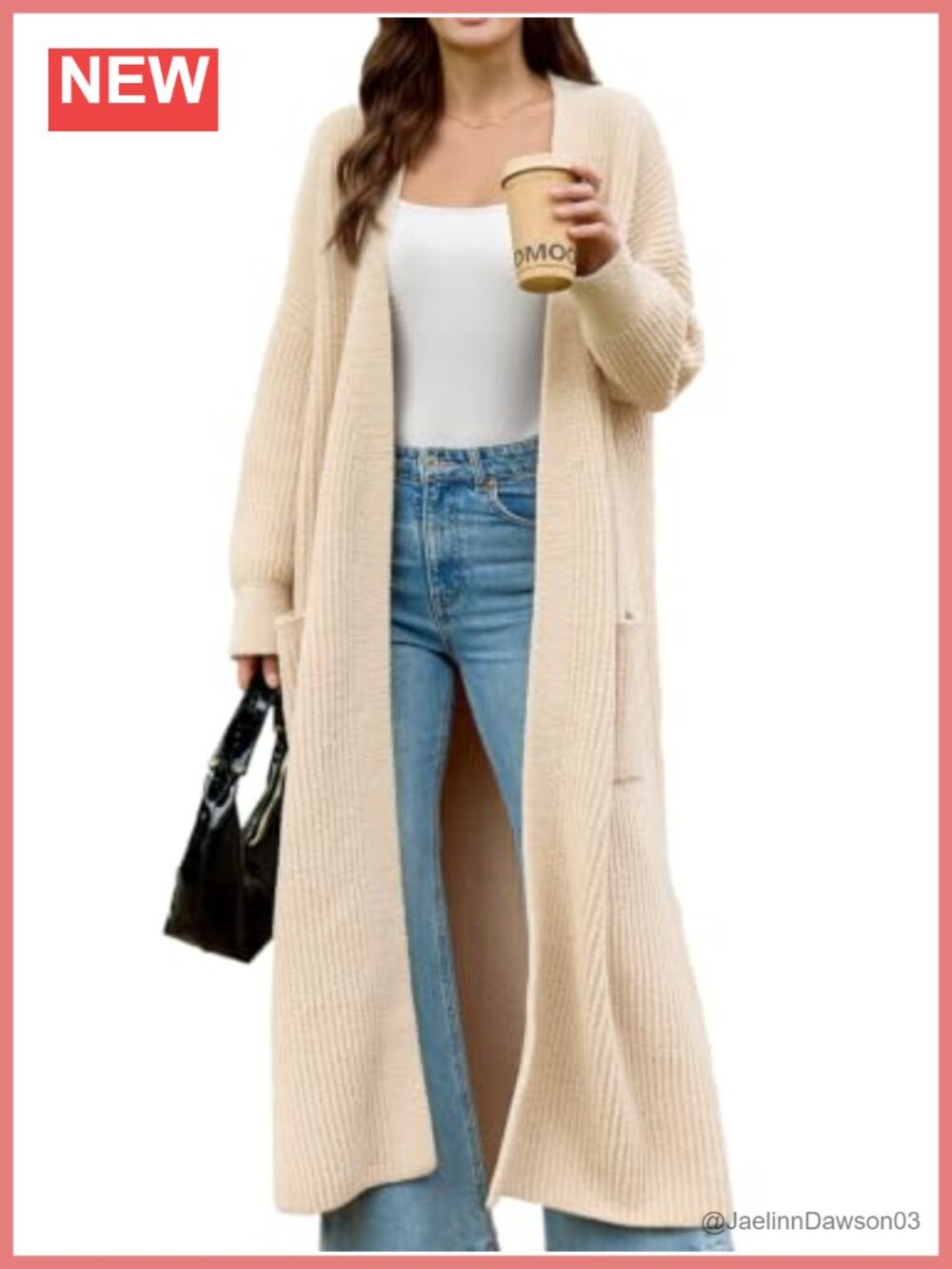 Oversized Ribbed Knit Open Front Long Cardigan Sweater with Pockets